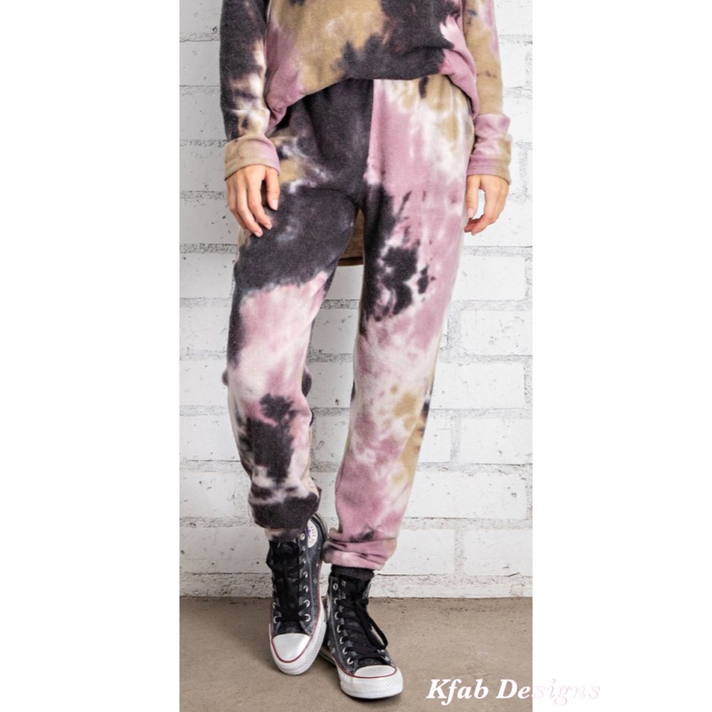 ❤️LAST! RUSTIC TIE DYE FLEECED LOUNGING JOGGERS! - Picture 5 of 7